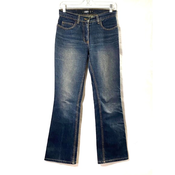 Laundry by Shelli Segal Bootcut Jeans Womens Size 4 Blue Rhinestones Flaws Read - Picture 1 of 16